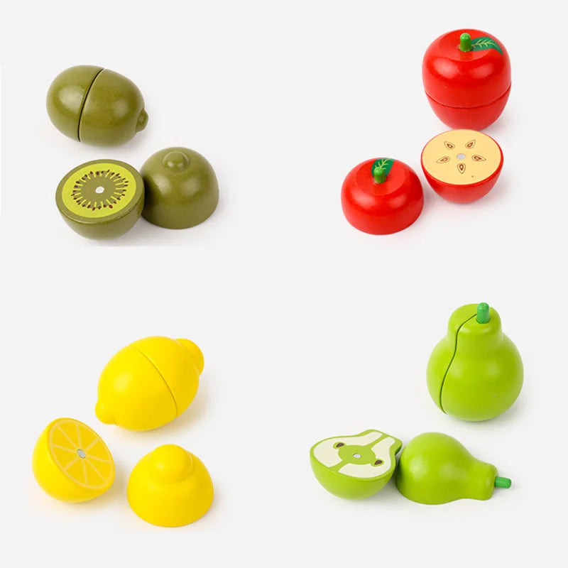 Wooden Pretend Play Cutting Fruits & Vegetables – Montessori Kitchen Toy