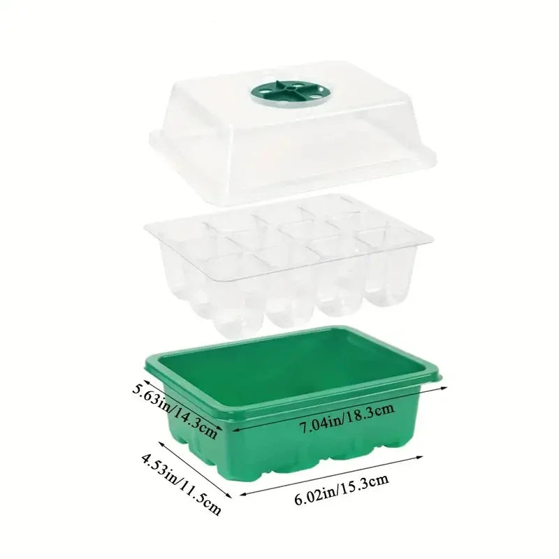 12-Hole Seedling Box – Gardening Grow Box with Breathable Clear Cover