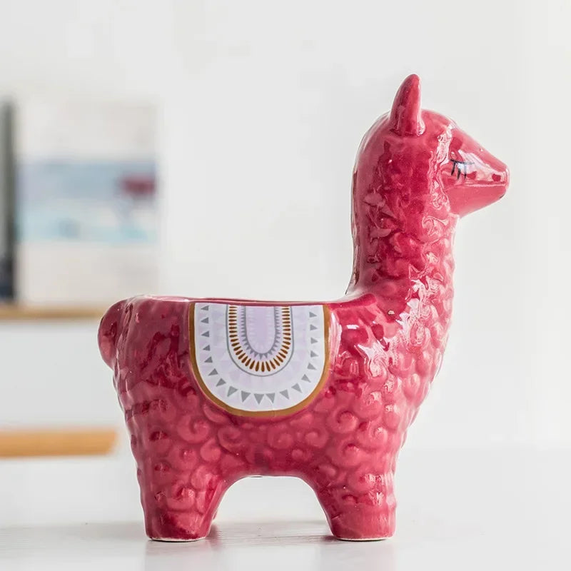 Cartoon Cute Alpaca Ceramic Succulent Flower Pot – Creative Decorative Gift