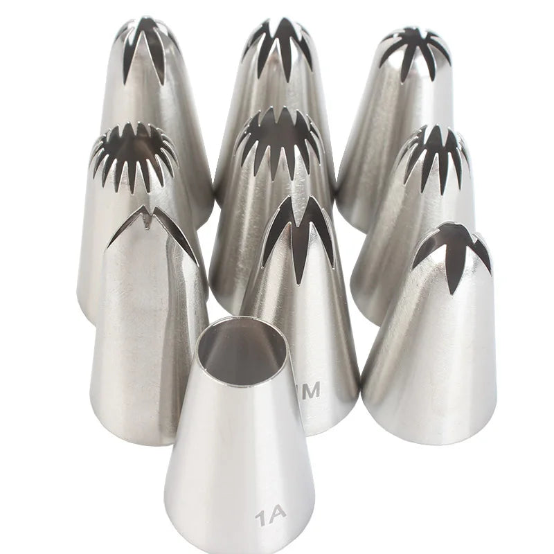 10pcs Stainless Steel Piping Nozzles Set