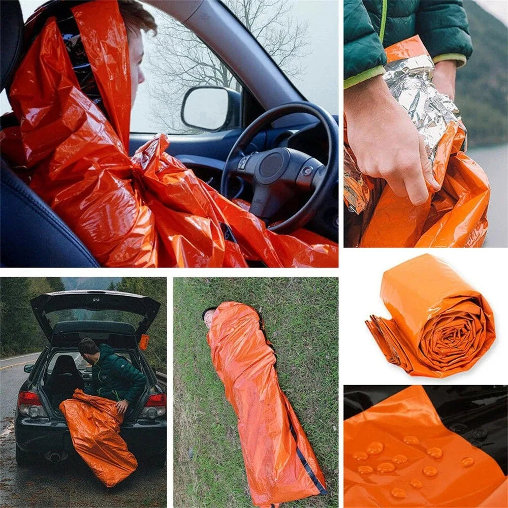 Portable Waterproof Emergency Survival Sleeping Bag – Thermal Sack & Mylar Blanket