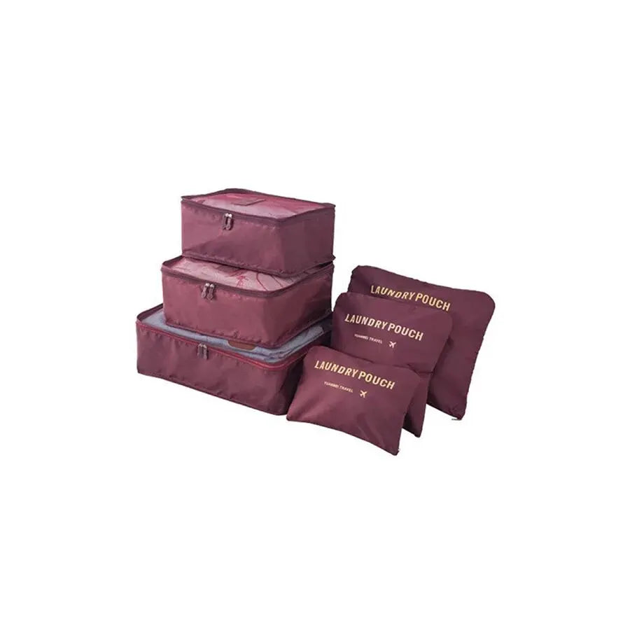 6Pcs Travel Clothes Storage Bags Set – Portable Luggage Organizer Pouch Packing Cube for Shoes and Clothes