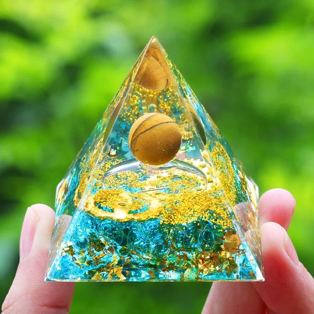 Energy Pyramid with Amethyst Ball – Orgonite Reiki Chakra Healing Crystal Craft