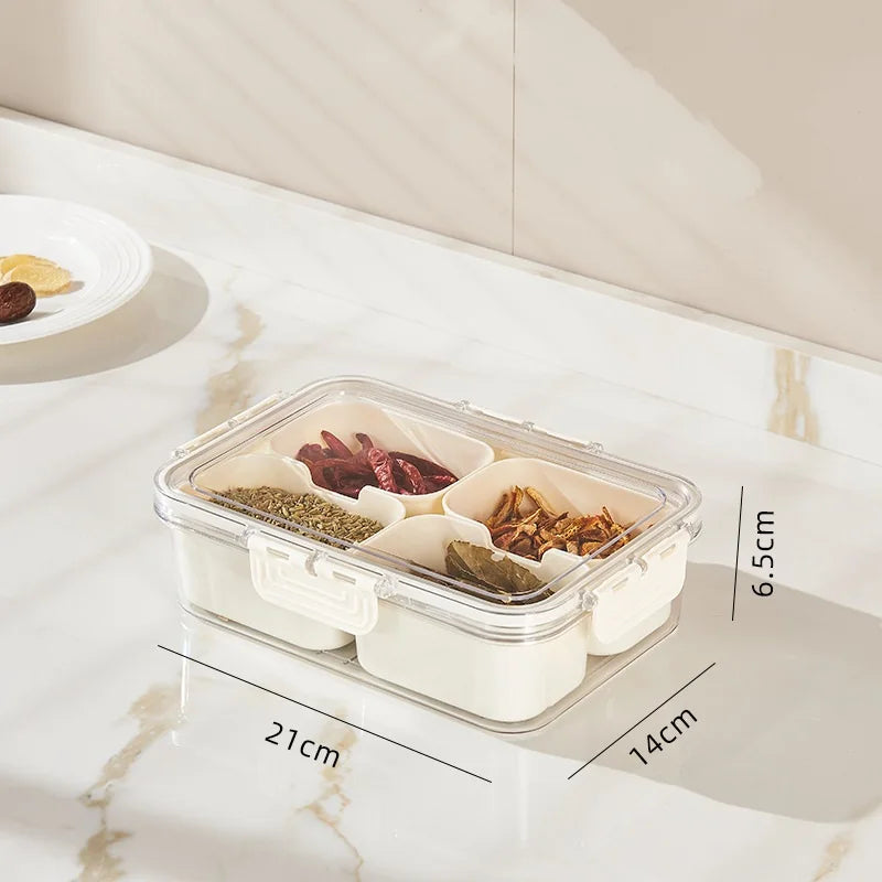 8-Grid Divided Serving Tray – Portable Storage Box for Seasoning, Snacks, Fruits, and Food