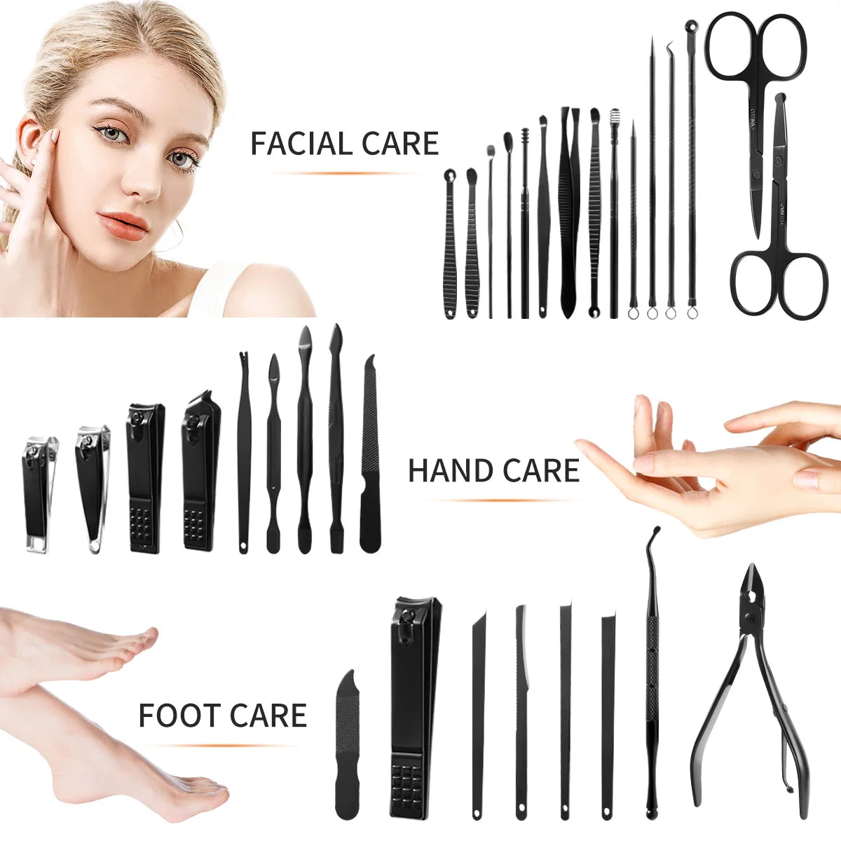32-Piece Professional Manicure & Pedicure Set – Complete Nail and Facial Grooming Kit
