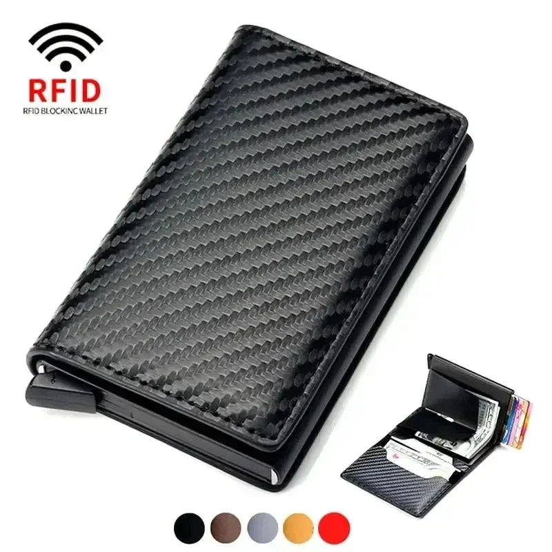 RFID-Blocking Smart Wallet for Men - Carbon Fiber Card Holder with ID & Credit Card Protection