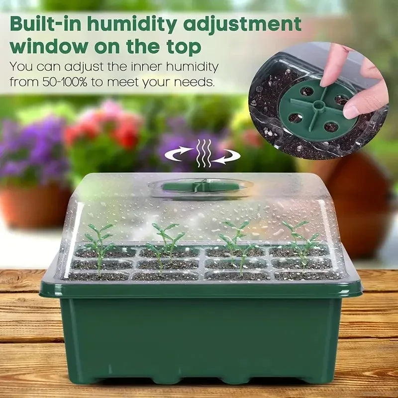 12-Hole Seedling Box – Gardening Grow Box with Breathable Clear Cover