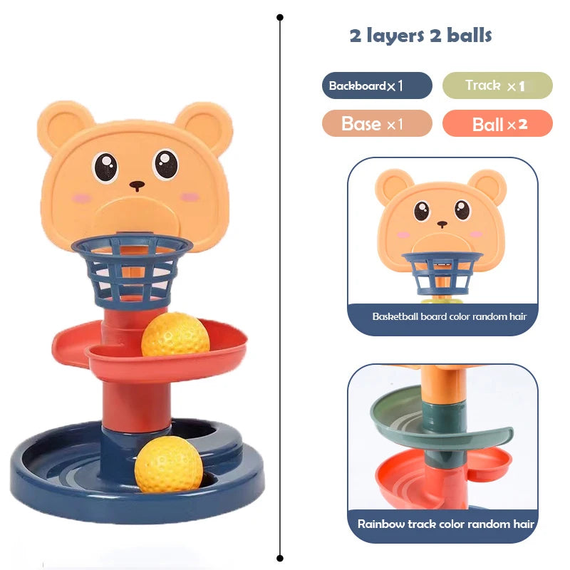 2-7 Layers Track Rolling Ball Pile Tower – Educational Toy for Babies and Kids