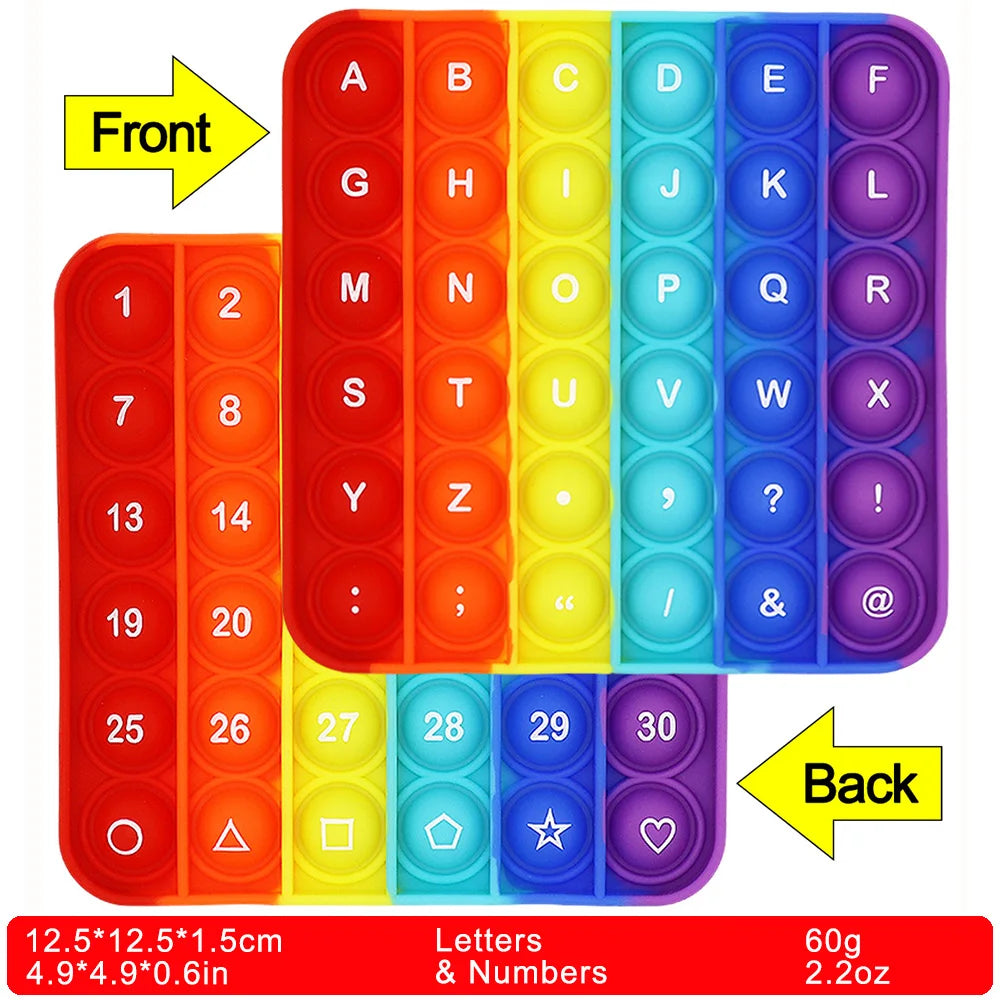 2-in-1 Pop Fidget Toy – Letters & Numbers Sensory Educational Toy