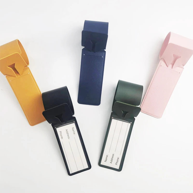 Name Airplane Luggage Tag - Engraved Initials PU Leather Travel Tag for Business Trips