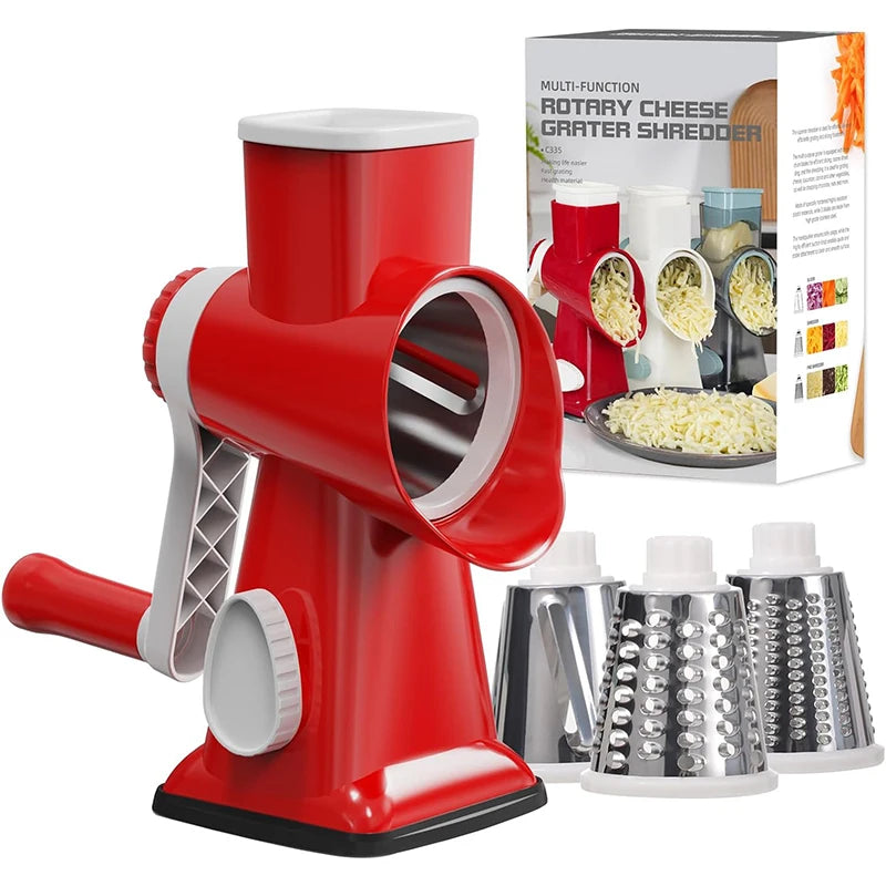 3-in-1 Rotary Cheese Grater & Vegetable Slicer