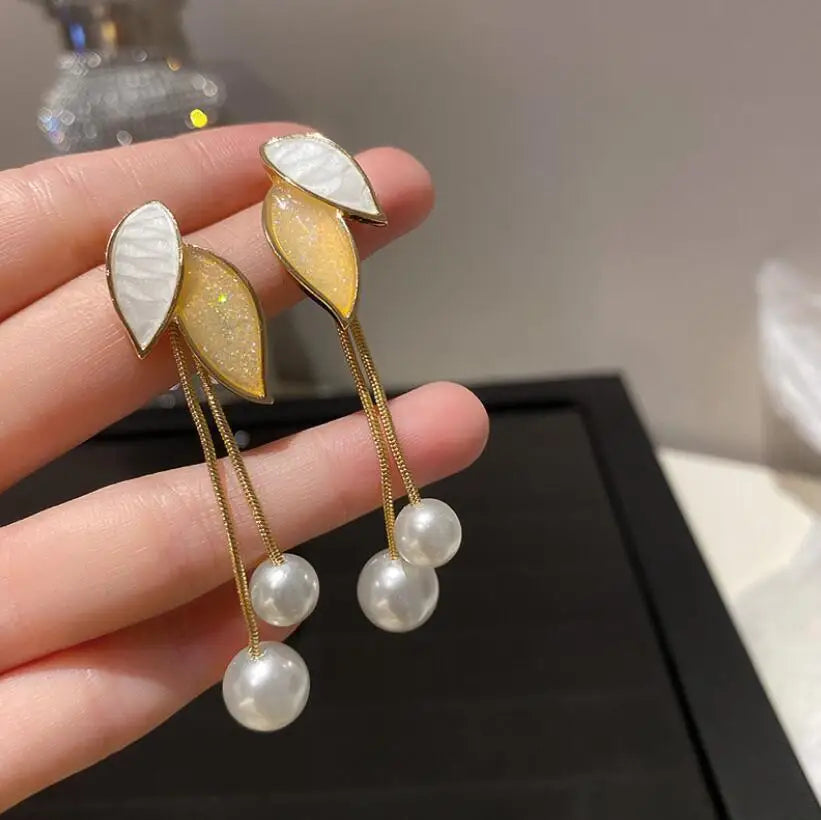 Grey Leaf Stud Earrings