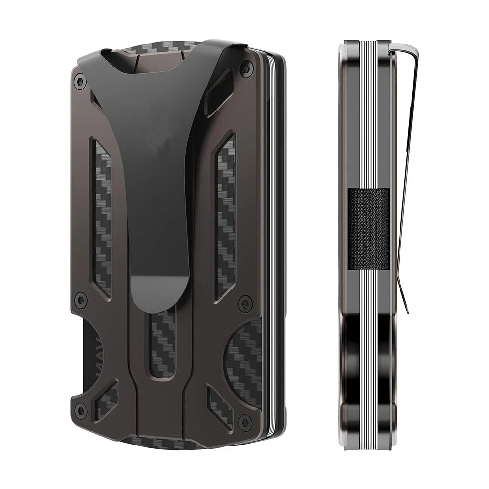 Minimalist RFID-Blocking Carbon Fiber Wallet with Money Clip