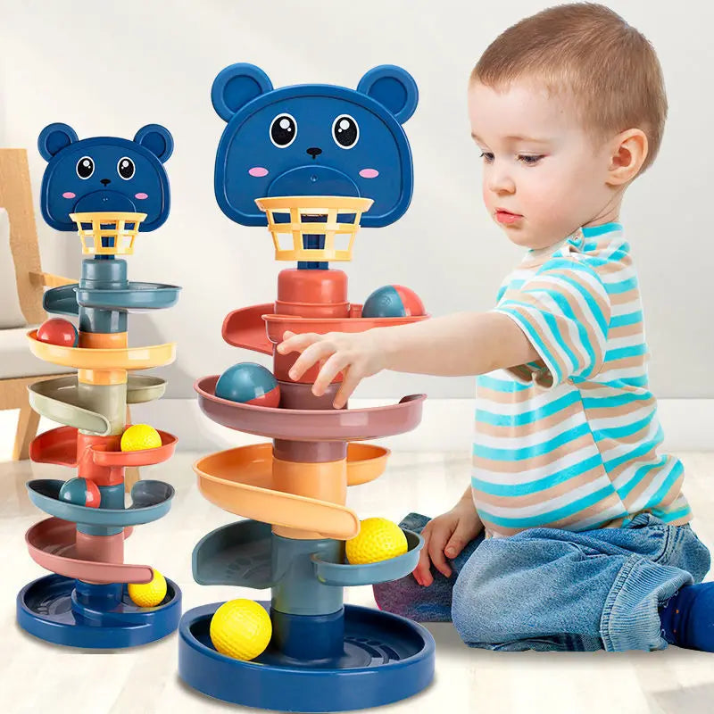 2-7 Layers Track Rolling Ball Pile Tower – Educational Toy for Babies and Kids
