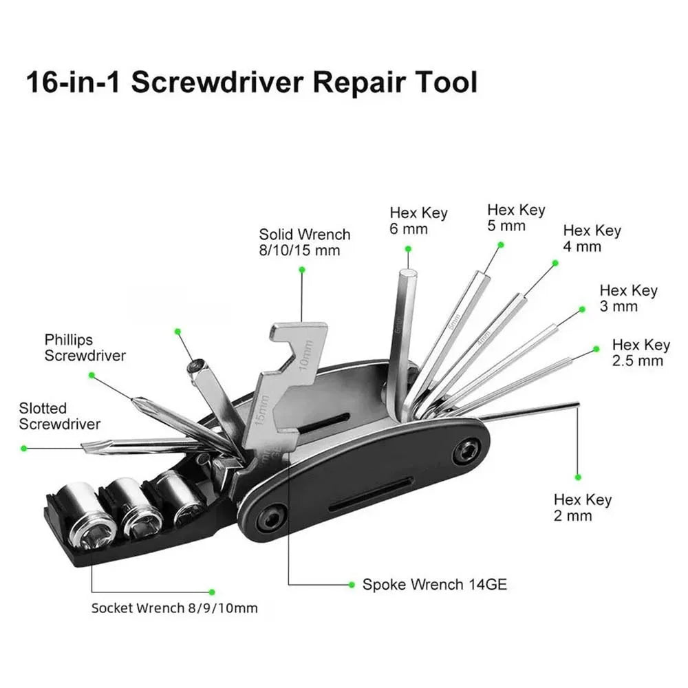 16-in-1 Bicycle Repair Tools Kit