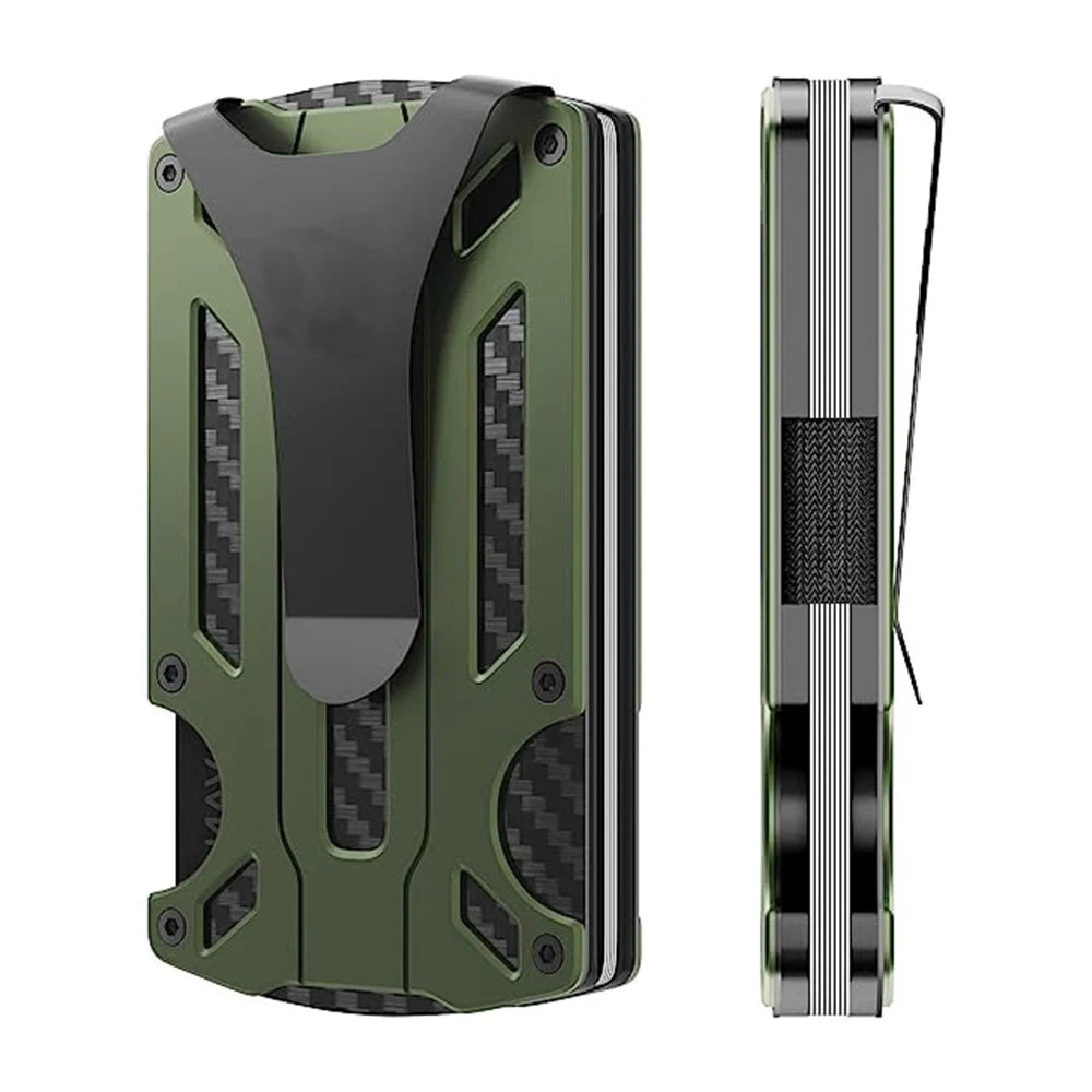 Minimalist RFID-Blocking Carbon Fiber Wallet with Money Clip