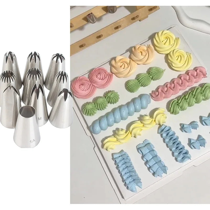 10pcs Stainless Steel Piping Nozzles Set