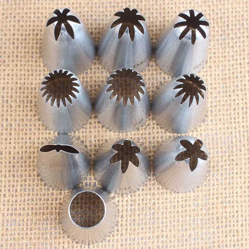 10pcs Stainless Steel Piping Nozzles Set