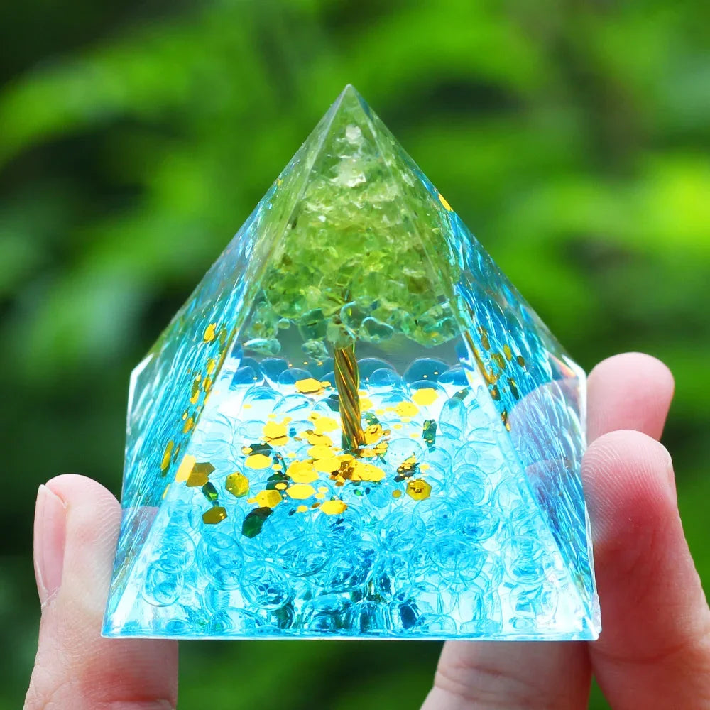 Energy Pyramid with Amethyst Ball – Orgonite Reiki Chakra Healing Crystal Craft