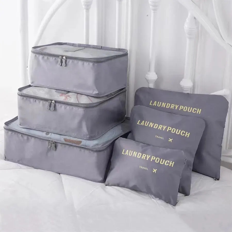 6Pcs Travel Clothes Storage Bags Set – Portable Luggage Organizer Pouch Packing Cube for Shoes and Clothes