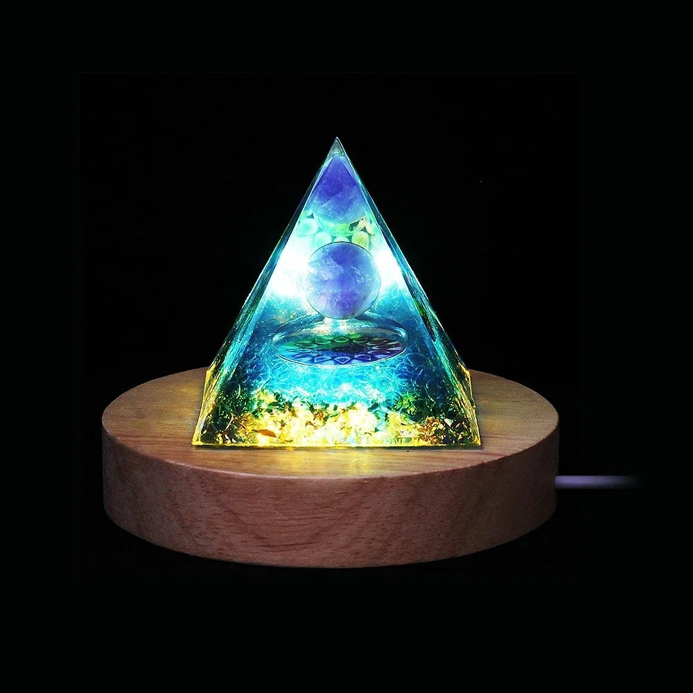 Energy Pyramid with Amethyst Ball – Orgonite Reiki Chakra Healing Crystal Craft