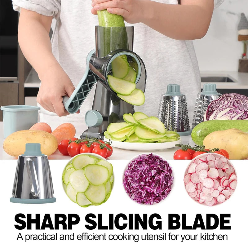 3-in-1 Rotary Cheese Grater & Vegetable Slicer