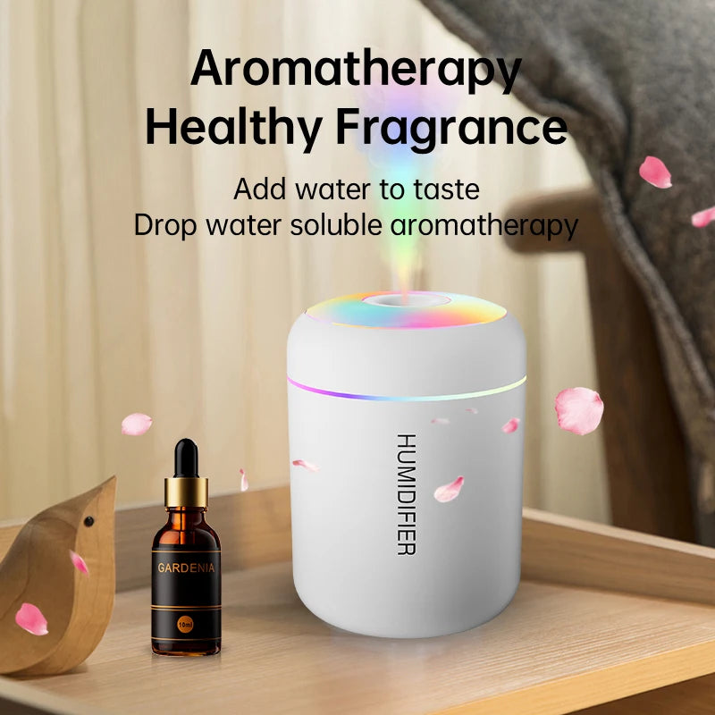 180ML Mini Air Humidifier - USB Electric Aroma Diffuser & Essential Oil Purifier with LED Lights for Car, Home & Bedroom