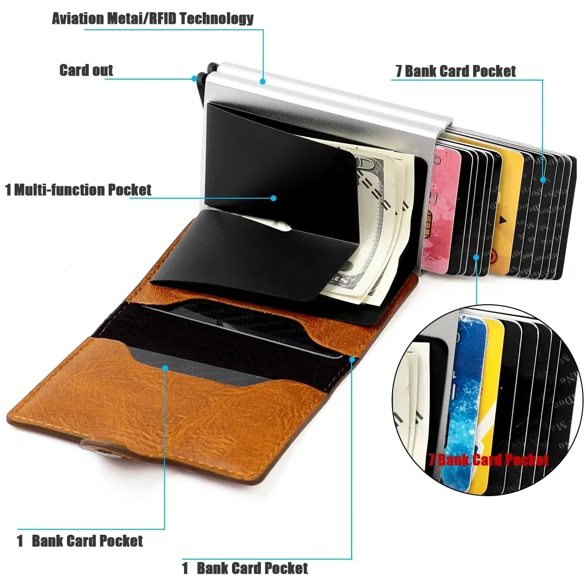 RFID-Blocking Smart Wallet for Men - Carbon Fiber Card Holder with ID & Credit Card Protection