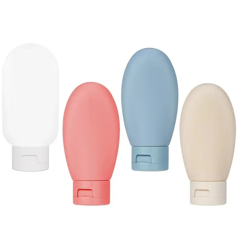 4Pcs/Set 60ml Refillable Silicone Lotion Bottles – Portable Travel Squeeze Tubes