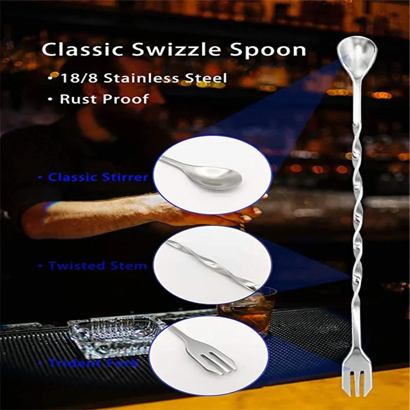 8 Inch Cocktail Muddler and Mixing Spoon Set