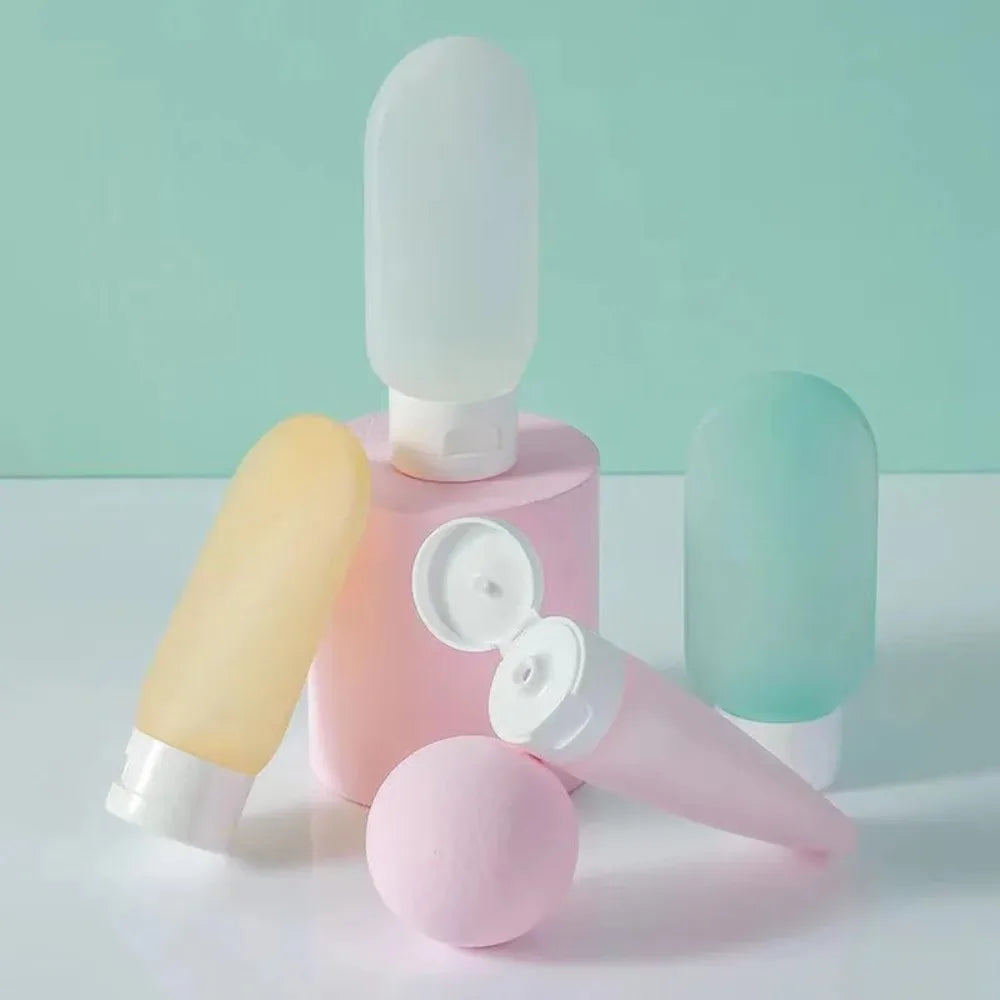 4Pcs/Set 60ml Refillable Silicone Lotion Bottles – Portable Travel Squeeze Tubes