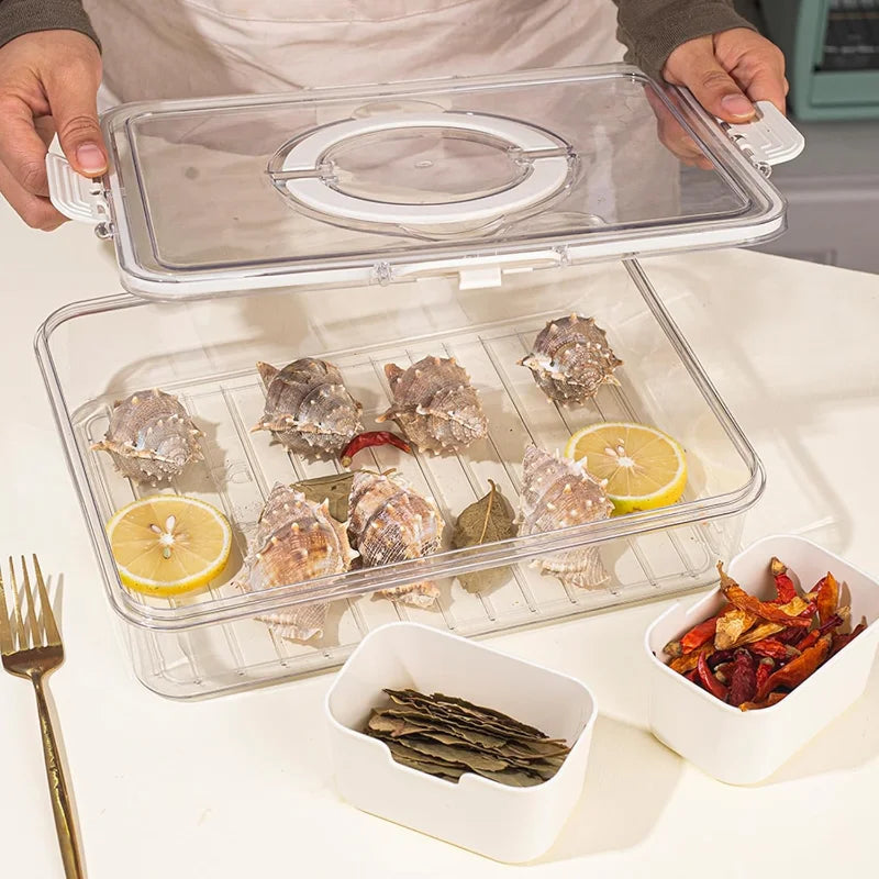 8-Grid Divided Serving Tray – Portable Storage Box for Seasoning, Snacks, Fruits, and Food