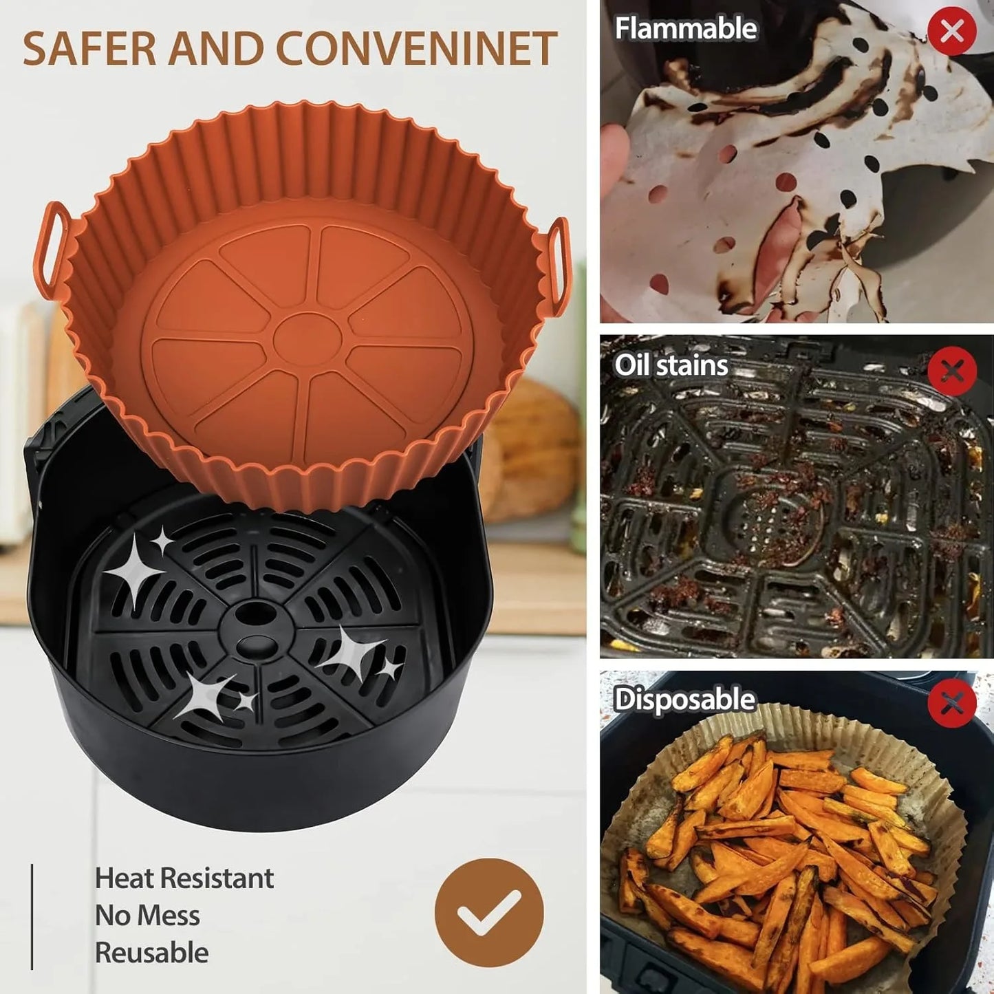 Airfryer Silicone Basket – Reusable Baking Tray & Silicone Mold for Air Fryer