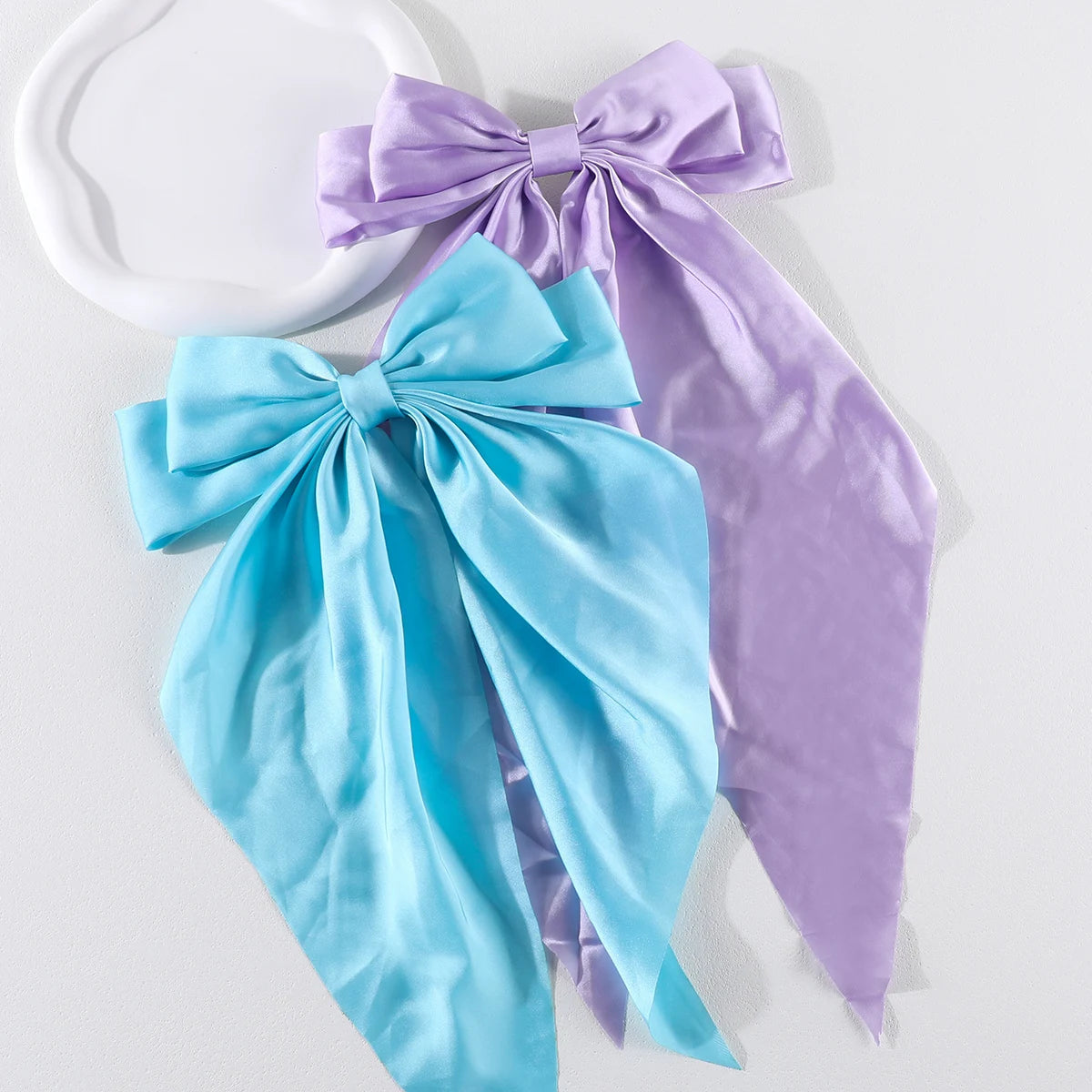 Elegant Bow Ribbon Hair Clip Set – Stylish Satin Hair Accessories