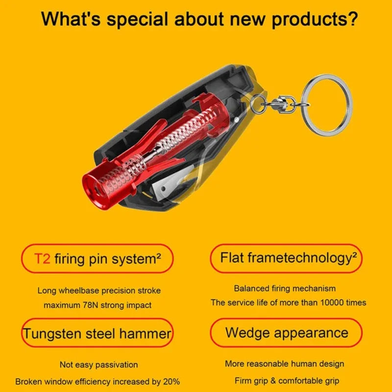 Multifunction Car Emergency Hammer & Safety Tool – Keychain Self-Rescue Device