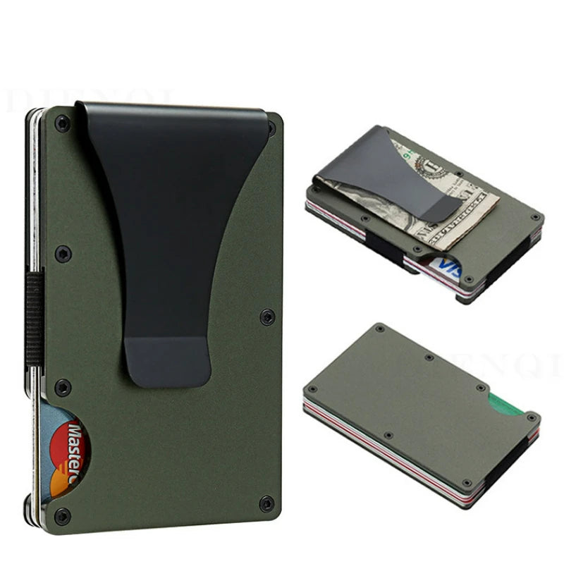 Slim RFID-Blocking Metal Wallet for Men - Front Pocket Wallet with Money Clip