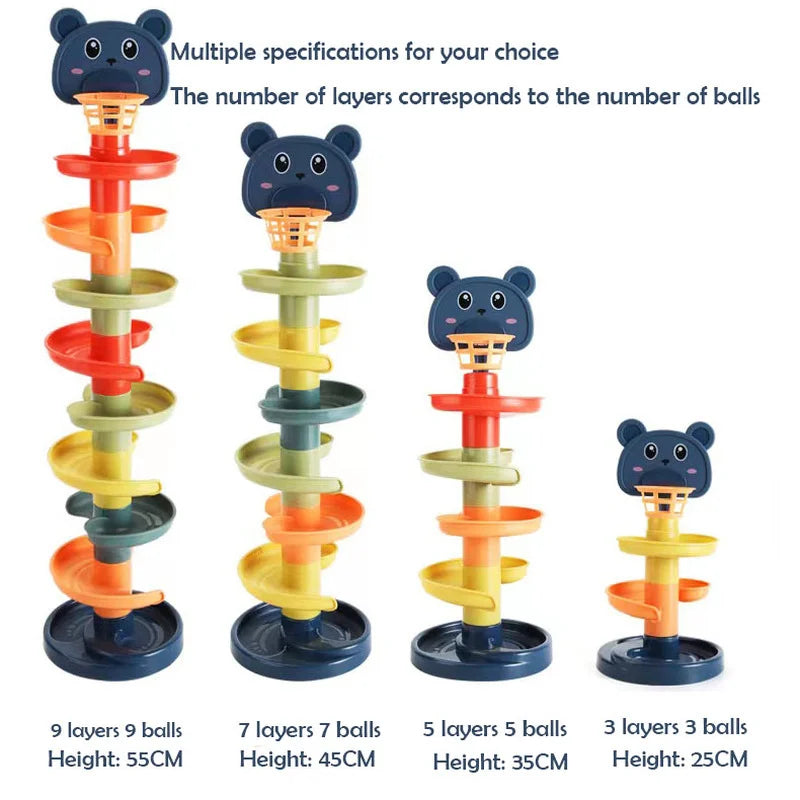 2-7 Layers Track Rolling Ball Pile Tower – Educational Toy for Babies and Kids