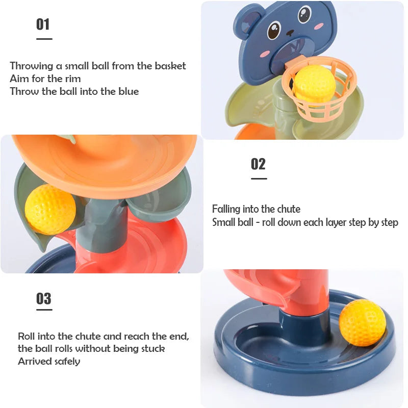 2-7 Layers Track Rolling Ball Pile Tower – Educational Toy for Babies and Kids