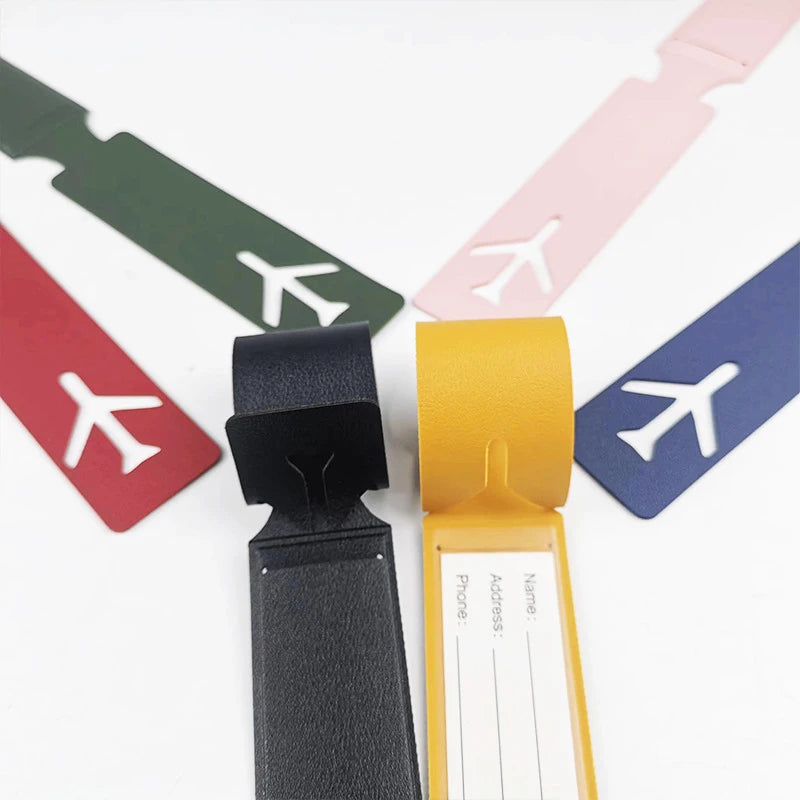 Name Airplane Luggage Tag - Engraved Initials PU Leather Travel Tag for Business Trips