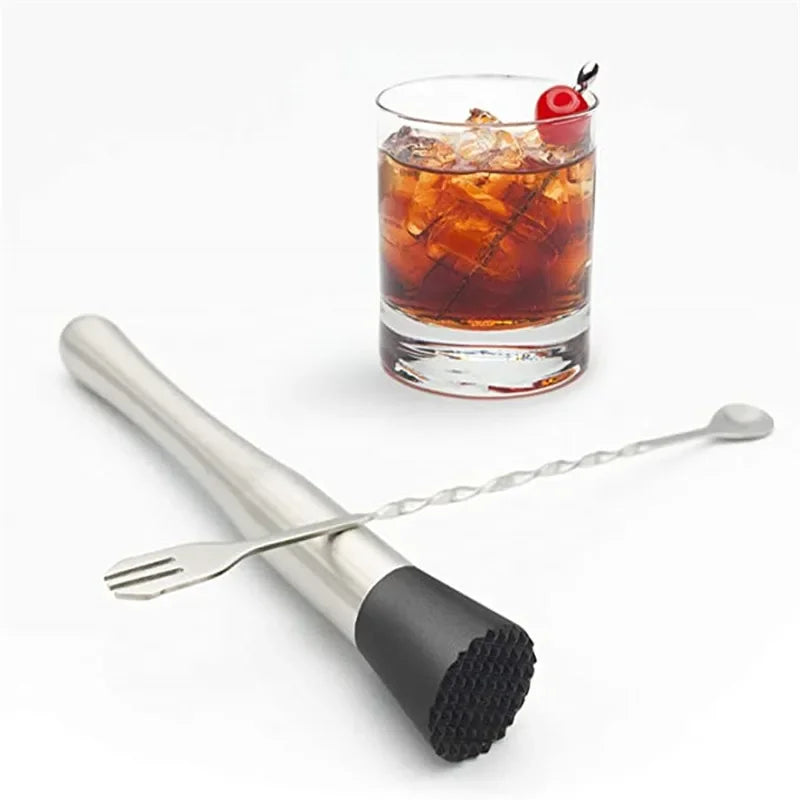8 Inch Cocktail Muddler and Mixing Spoon Set