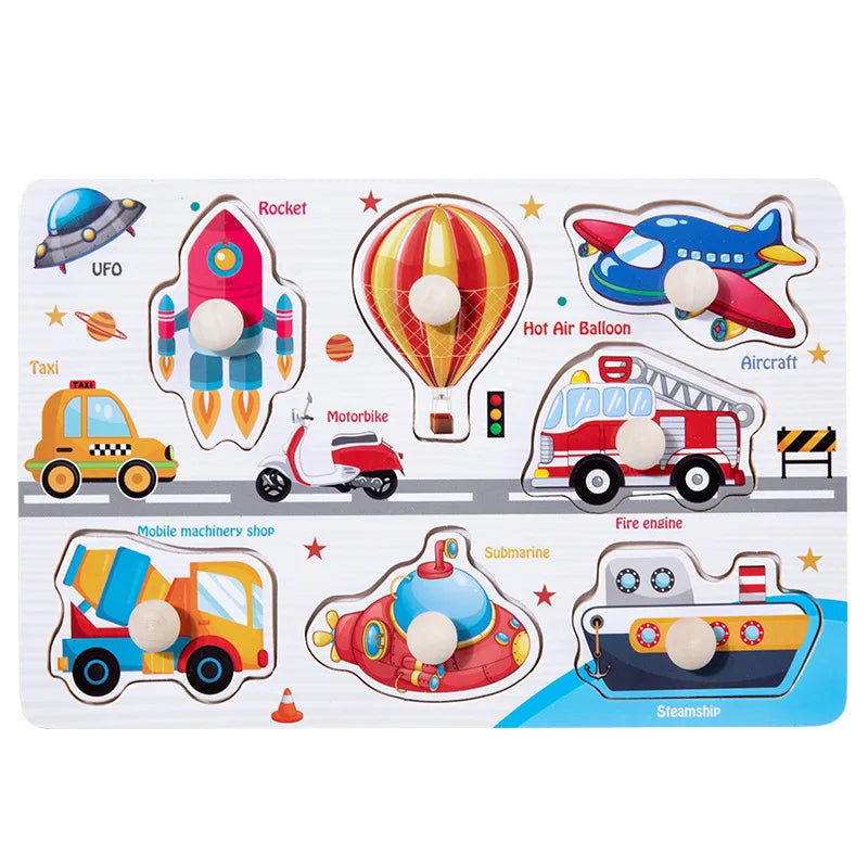 Montessori Wooden Vehicle Puzzle