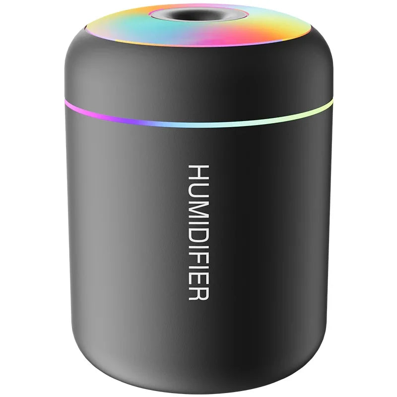 180ML Mini Air Humidifier - USB Electric Aroma Diffuser & Essential Oil Purifier with LED Lights for Car, Home & Bedroom