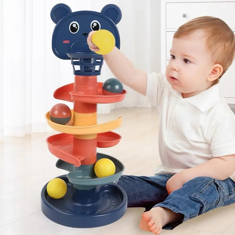 2-7 Layers Track Rolling Ball Pile Tower – Educational Toy for Babies and Kids