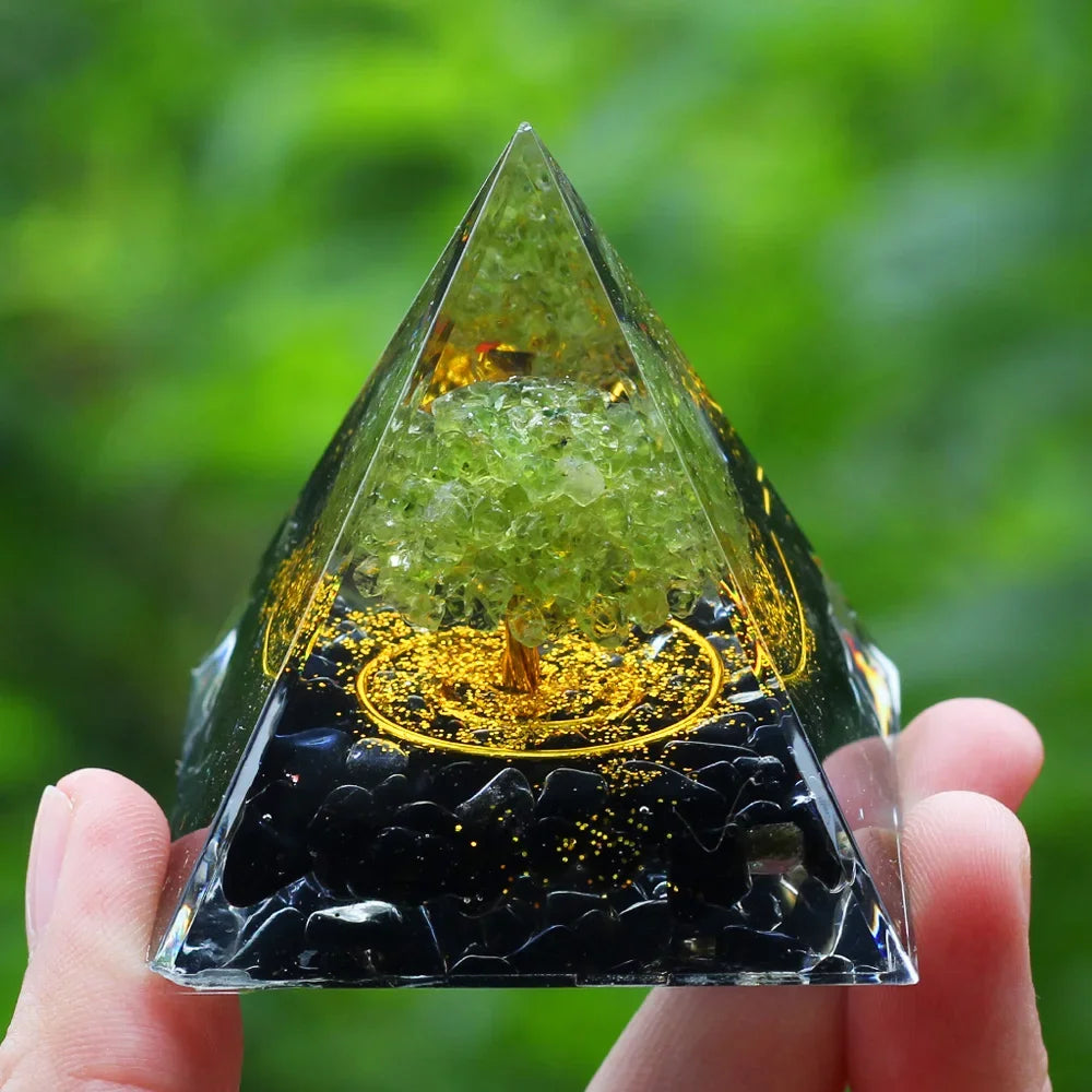 Energy Pyramid with Amethyst Ball – Orgonite Reiki Chakra Healing Crystal Craft