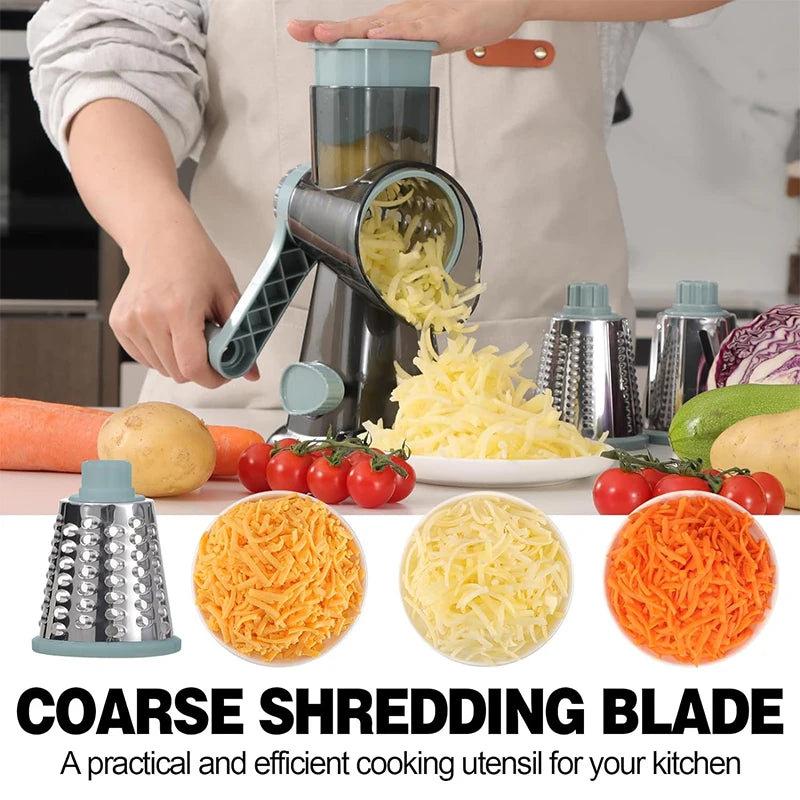 3-in-1 Rotary Cheese Grater & Vegetable Slicer
