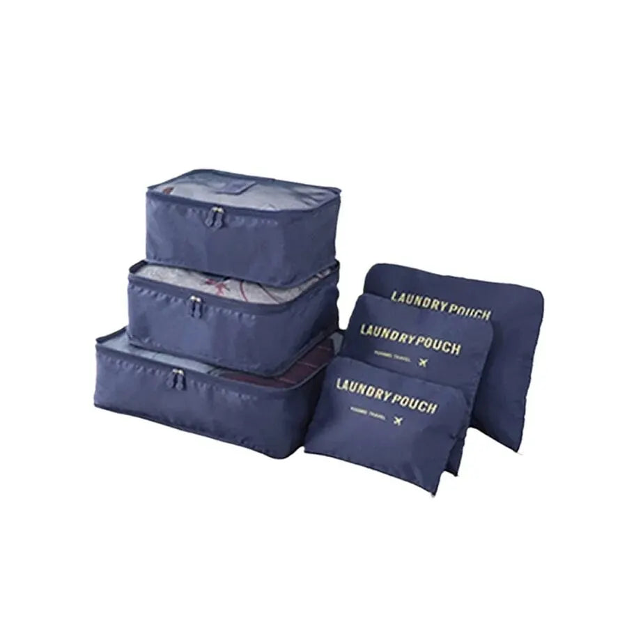 6Pcs Travel Clothes Storage Bags Set – Portable Luggage Organizer Pouch Packing Cube for Shoes and Clothes