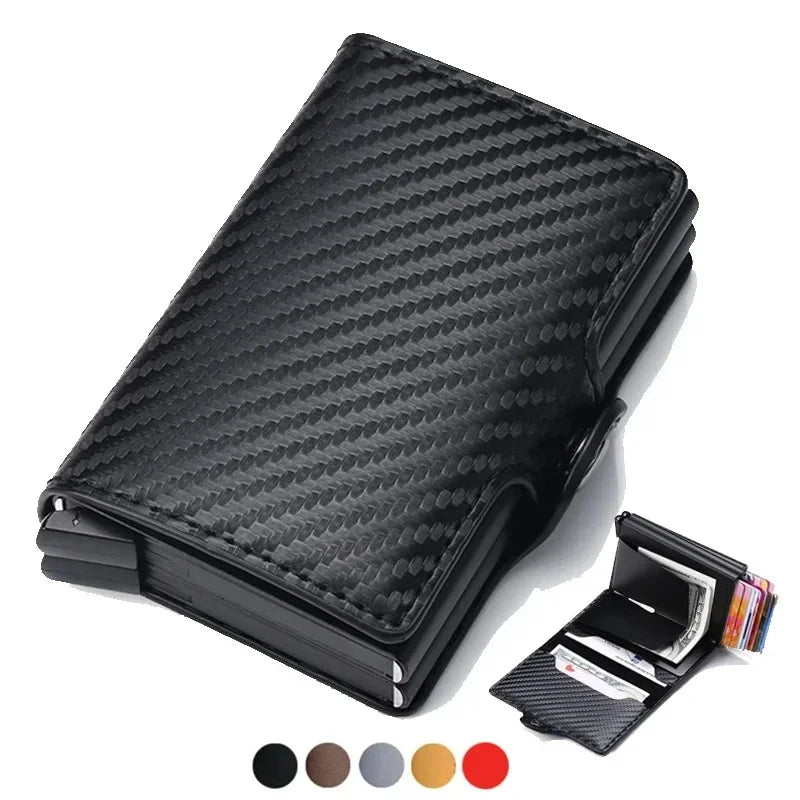 RFID-Blocking Smart Wallet for Men - Carbon Fiber Card Holder with ID & Credit Card Protection