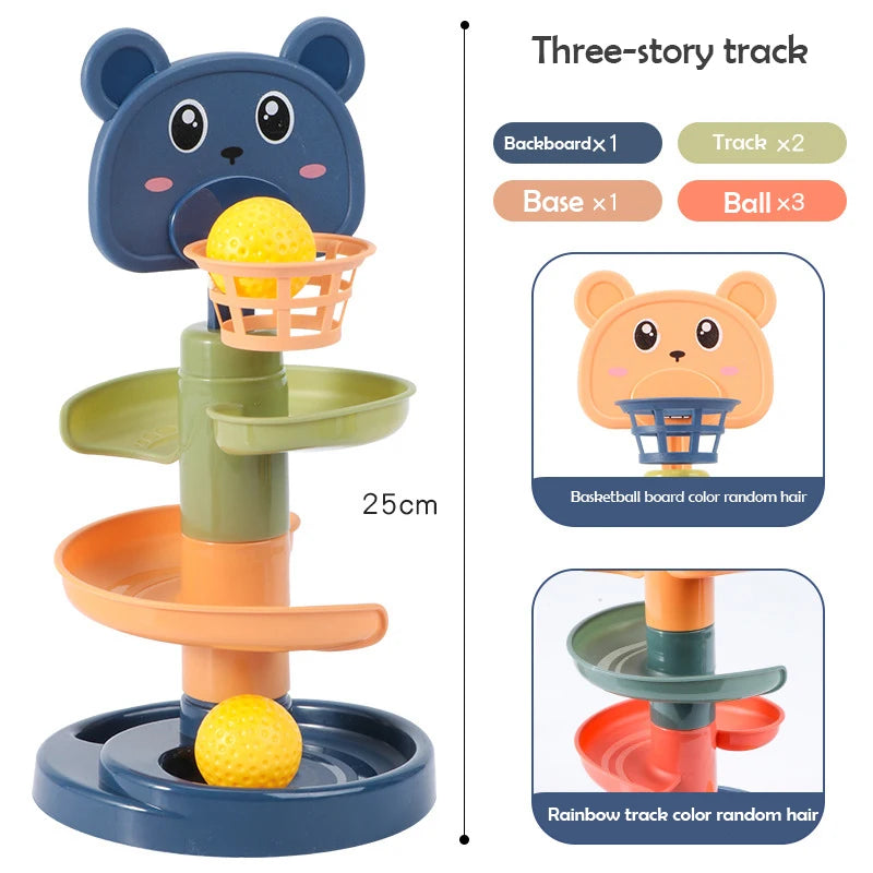 2-7 Layers Track Rolling Ball Pile Tower – Educational Toy for Babies and Kids