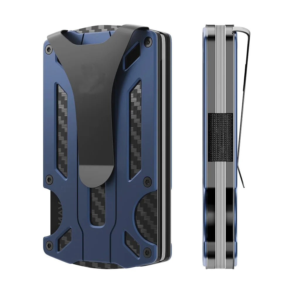 Minimalist RFID-Blocking Carbon Fiber Wallet with Money Clip