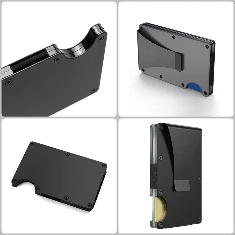 Slim RFID-Blocking Metal Wallet for Men - Front Pocket Wallet with Money Clip